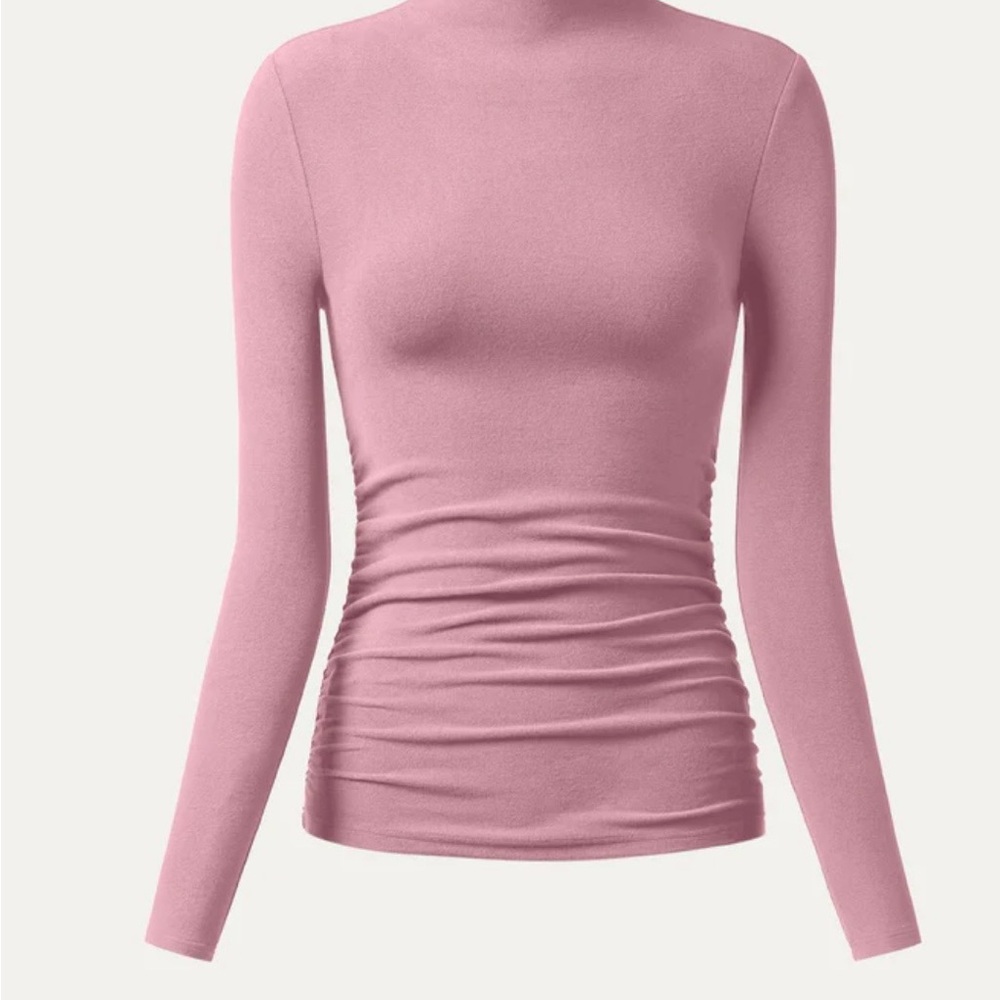 Thermal Ruched Sides Tuckable Mockneck Top